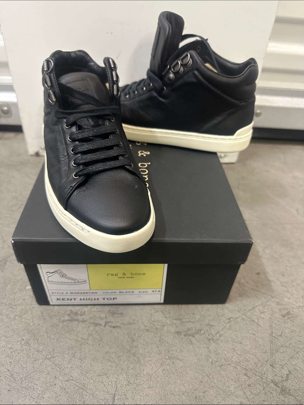 rag & bone Black High-Top Sneakers with Cream Sole